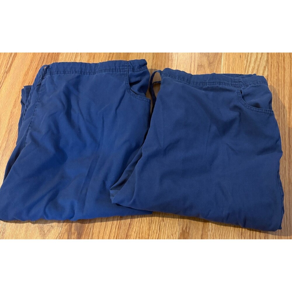 Dickies Scrub Pants Women's Petite XL Blue Uniform Drawstring Waist Lot of 2 EUC